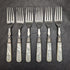 1930 British Vintage White Mother of Pearl Handle Dessert Cutlery Set 6x2 in Leather Case